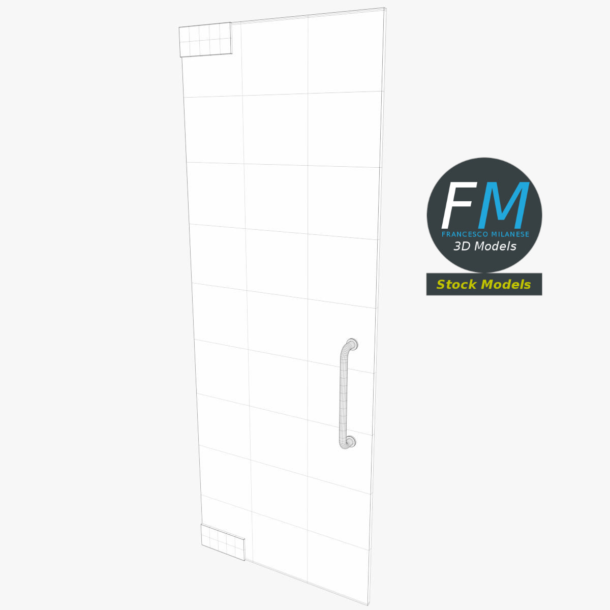 3D-Modell - Rahmenlose Einzelne Glastür - 07
