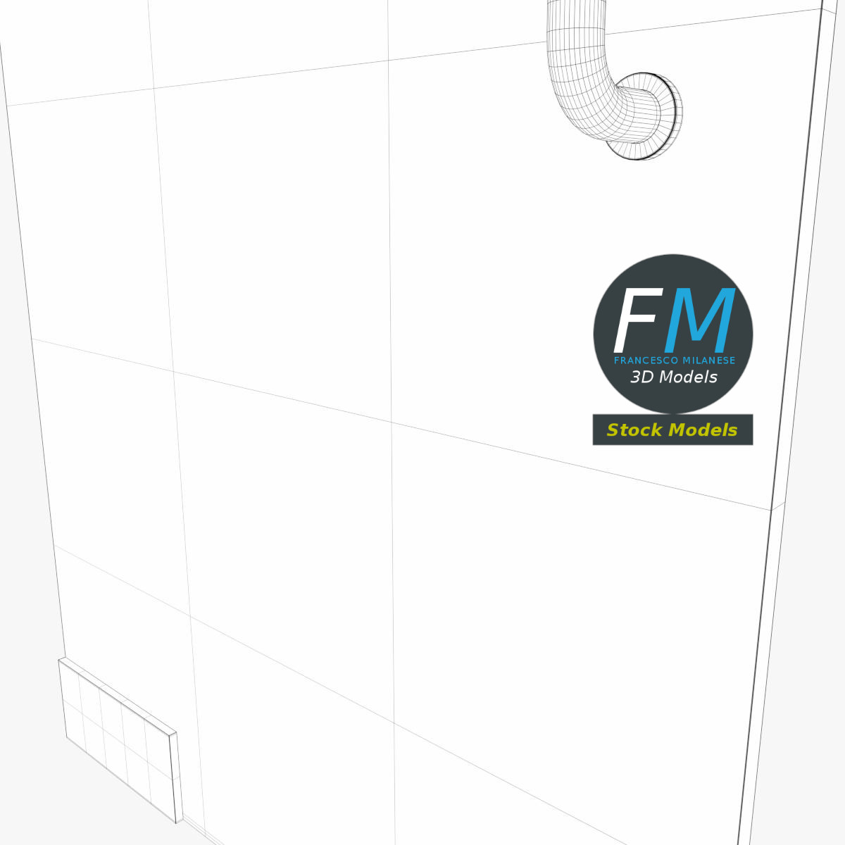 3D-Modell - Rahmenlose Einzelne Glastür - 08