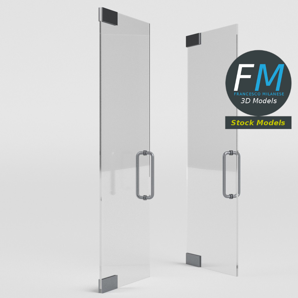 3D-Modell - Rahmenlose Glastür - 04