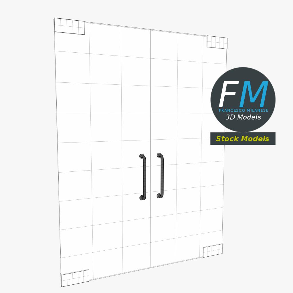 3D-Modell - Rahmenlose Glastür - 07