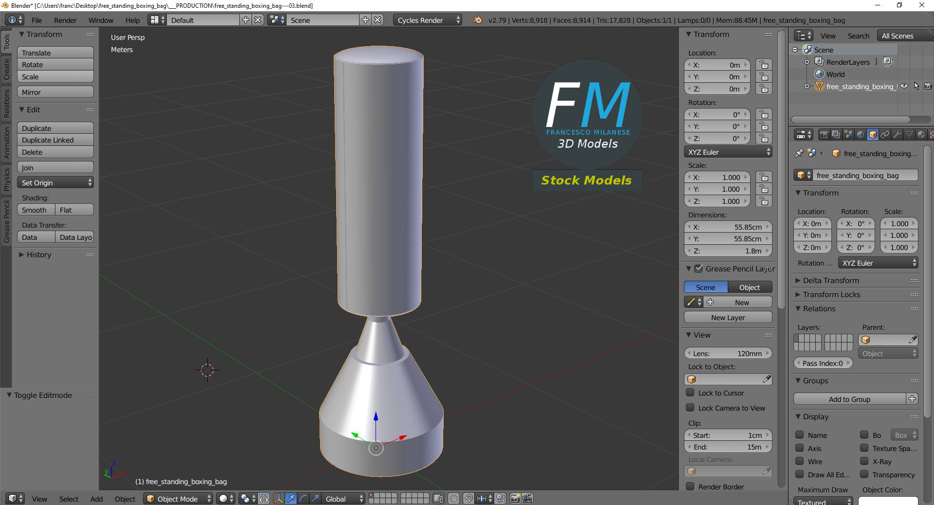 3D-Modell - Freistehender Boxsack - 09