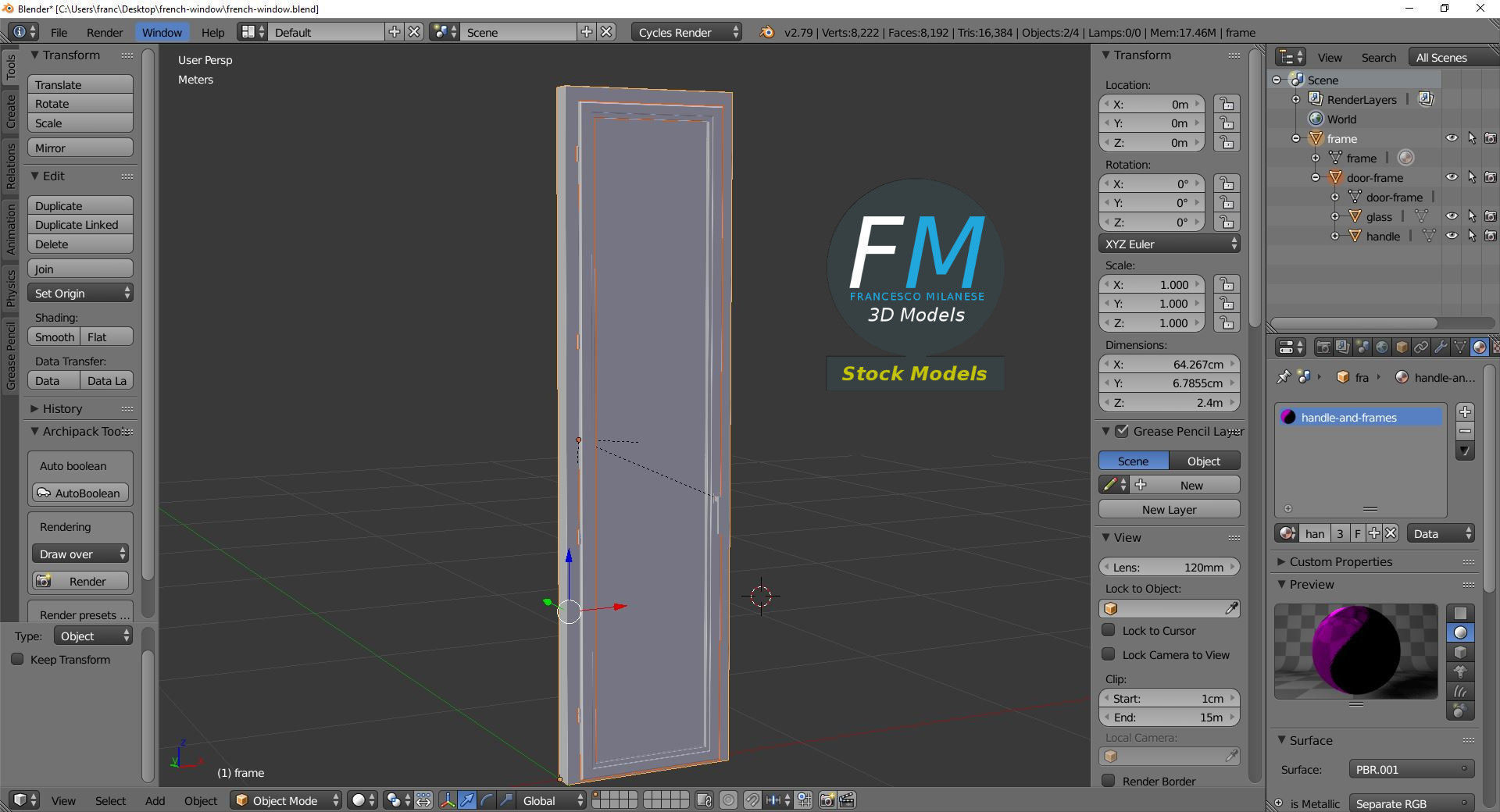 3D-Modell - Fenstertür - 09