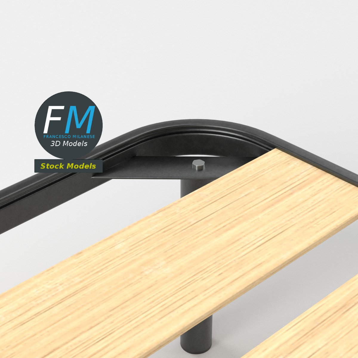 3D-Modell - Doppelbettgestell mit Breiten Latten - 05