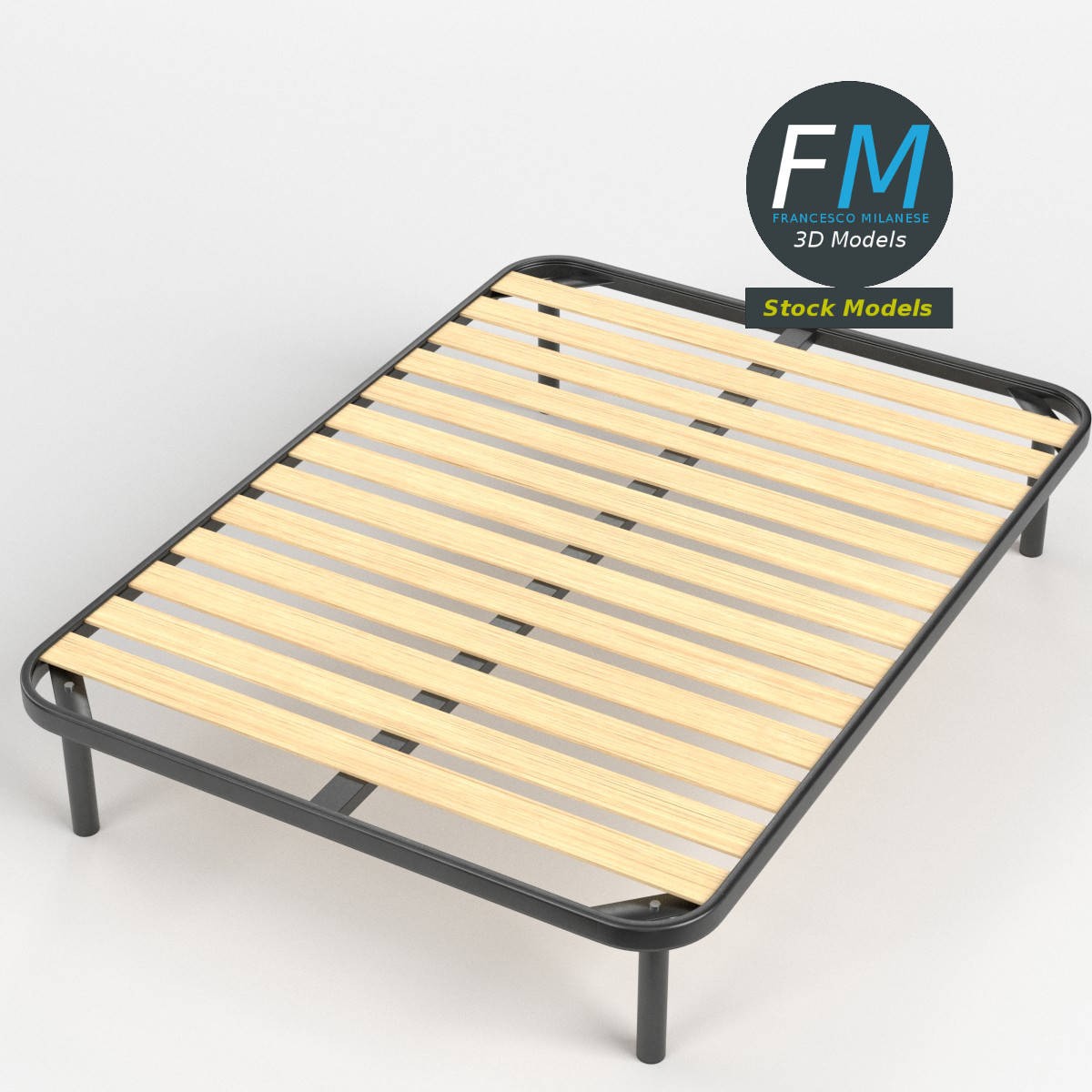 3D-Modell - Doppelbettgestell mit Schmalen Latten - 01