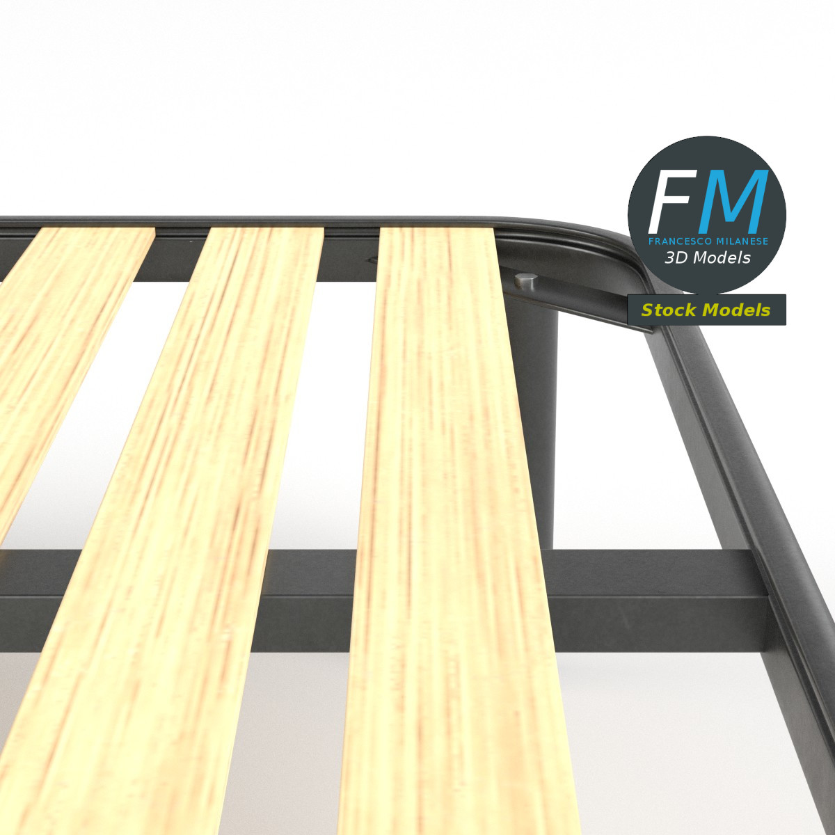 3D-Modell - Doppelbettgestell mit Schmalen Latten - 04