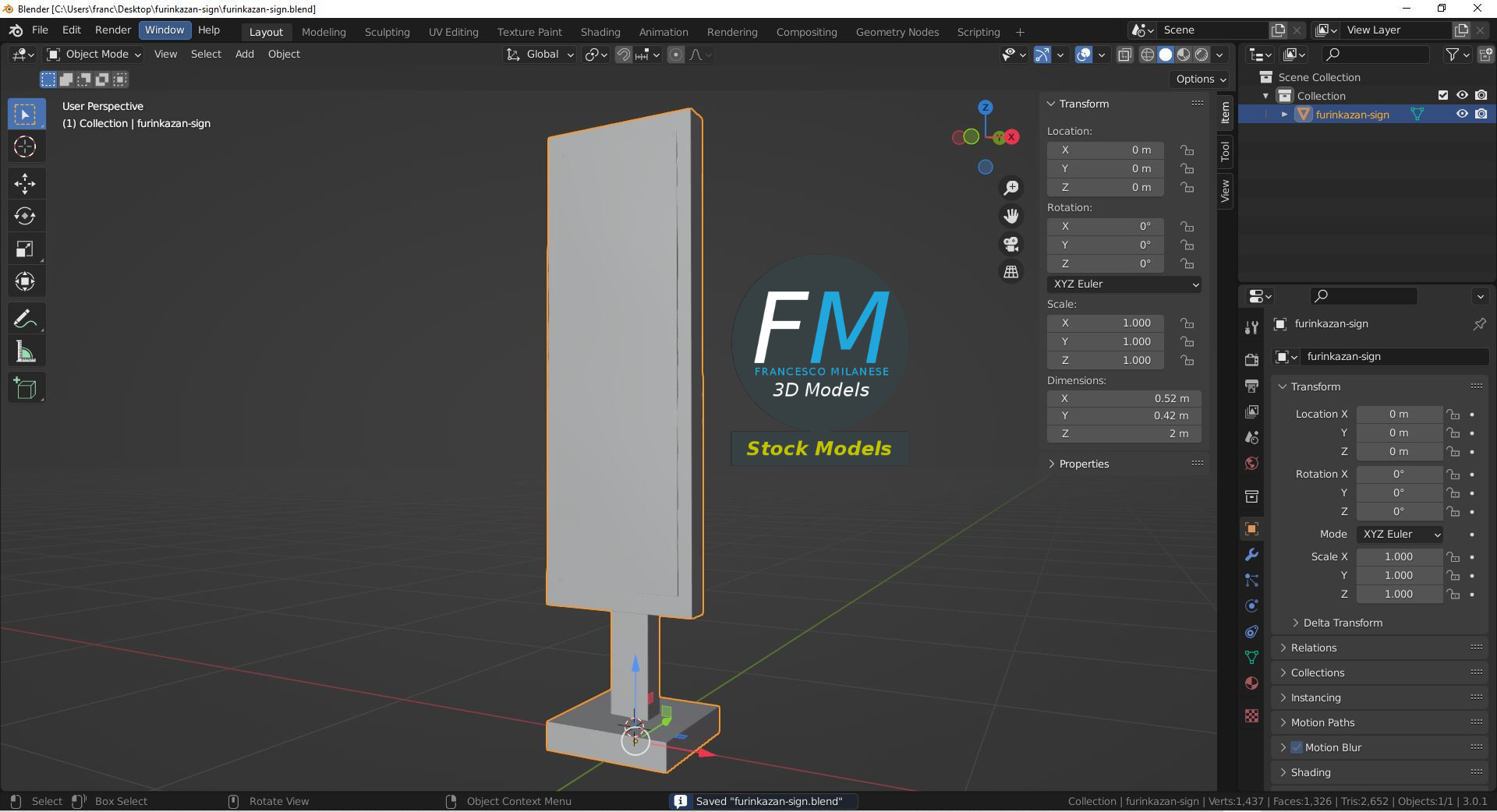 3D-Modell - Furinkazan Holzschild - 09