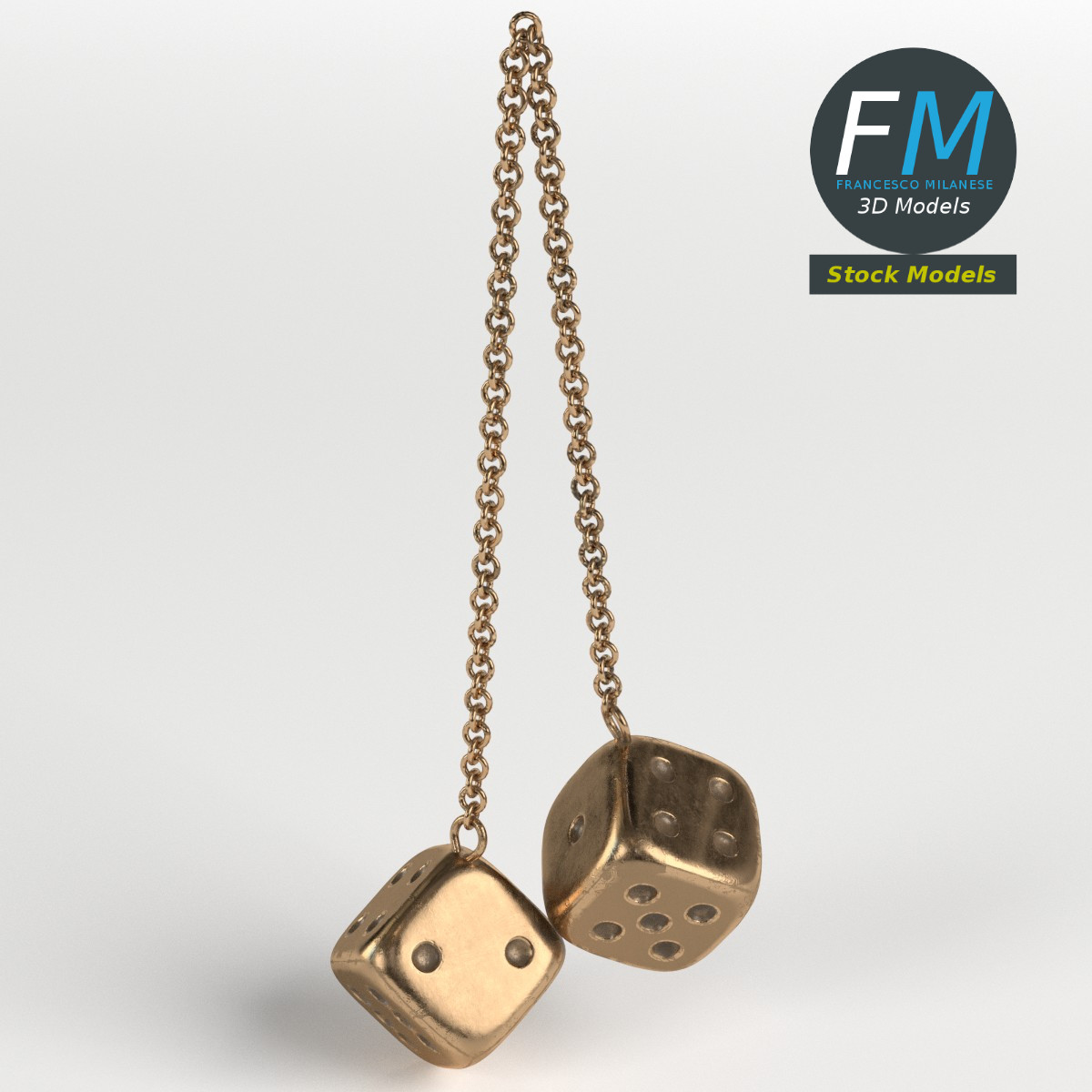 3D-Modell - Dekorative Metallwürfel mit Ketten - 01