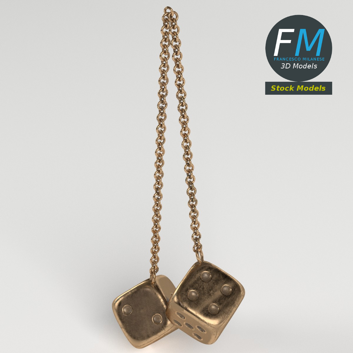 3D-Modell - Dekorative Metallwürfel mit Ketten - 02