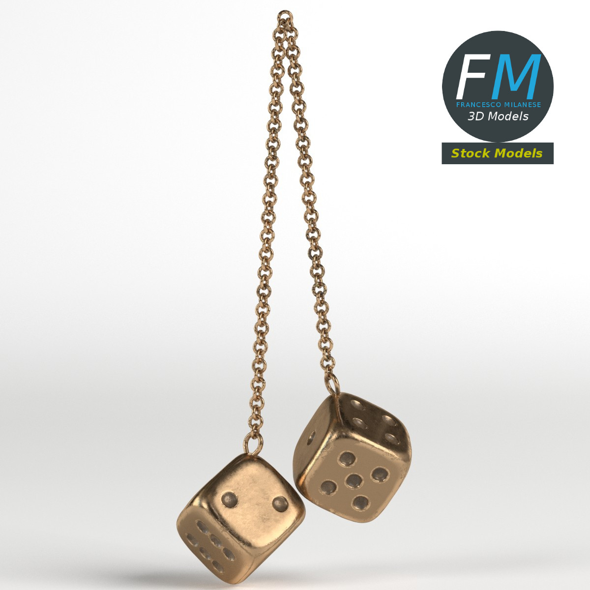 3D-Modell - Dekorative Metallwürfel mit Ketten - 03