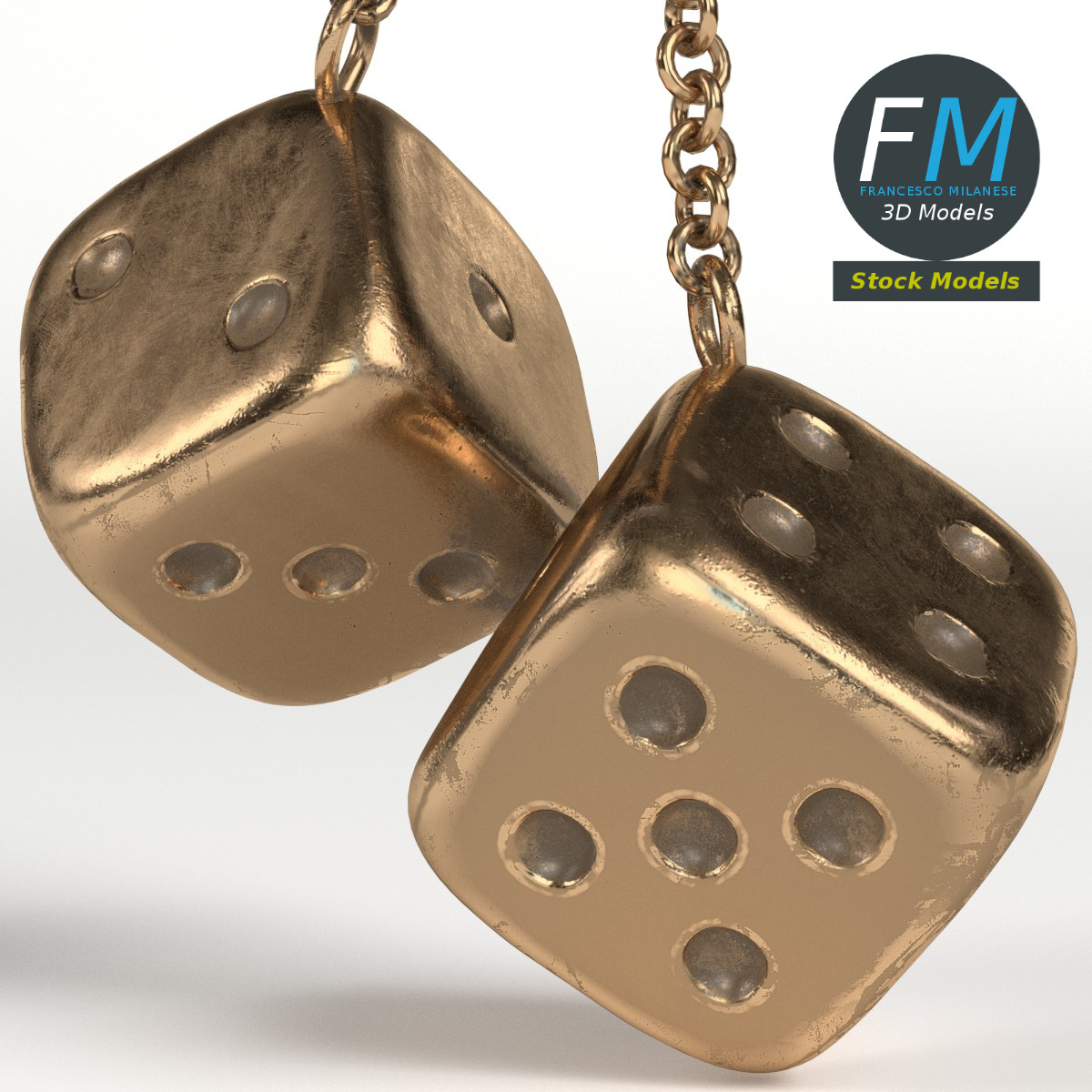 3D-Modell - Dekorative Metallwürfel mit Ketten - 04