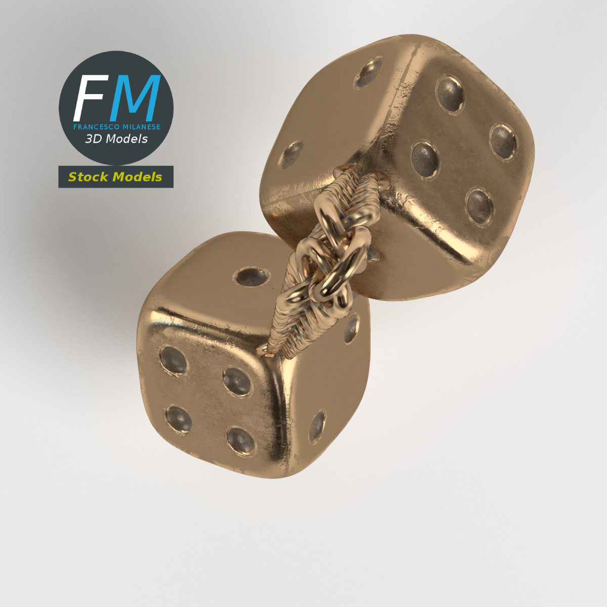 3D-Modell - Dekorative Metallwürfel mit Ketten - 06