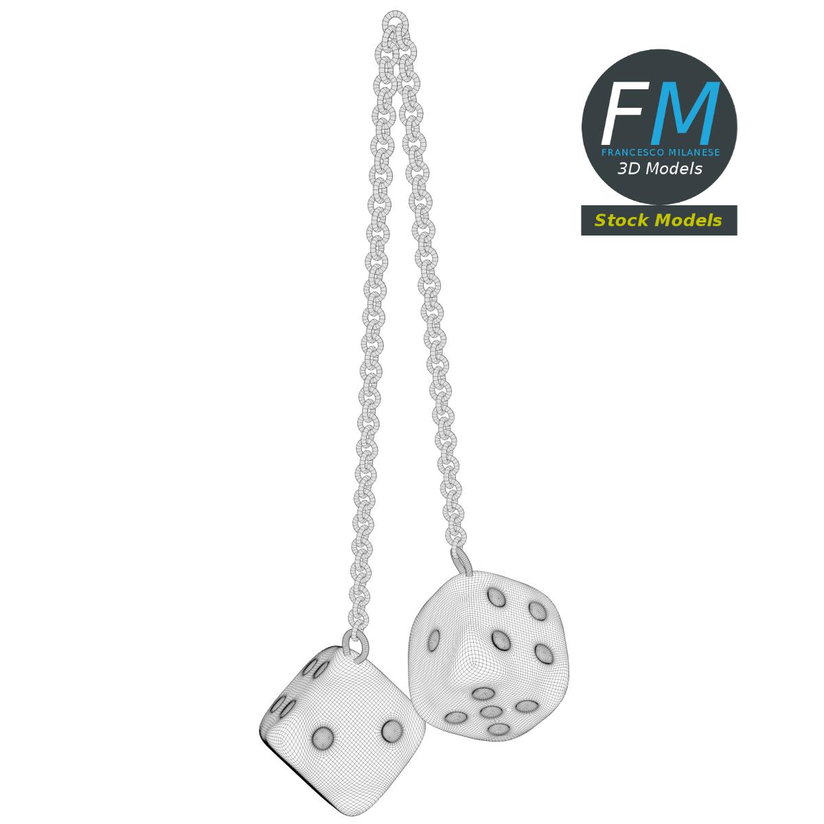 3D-Modell - Dekorative Metallwürfel mit Ketten - 07