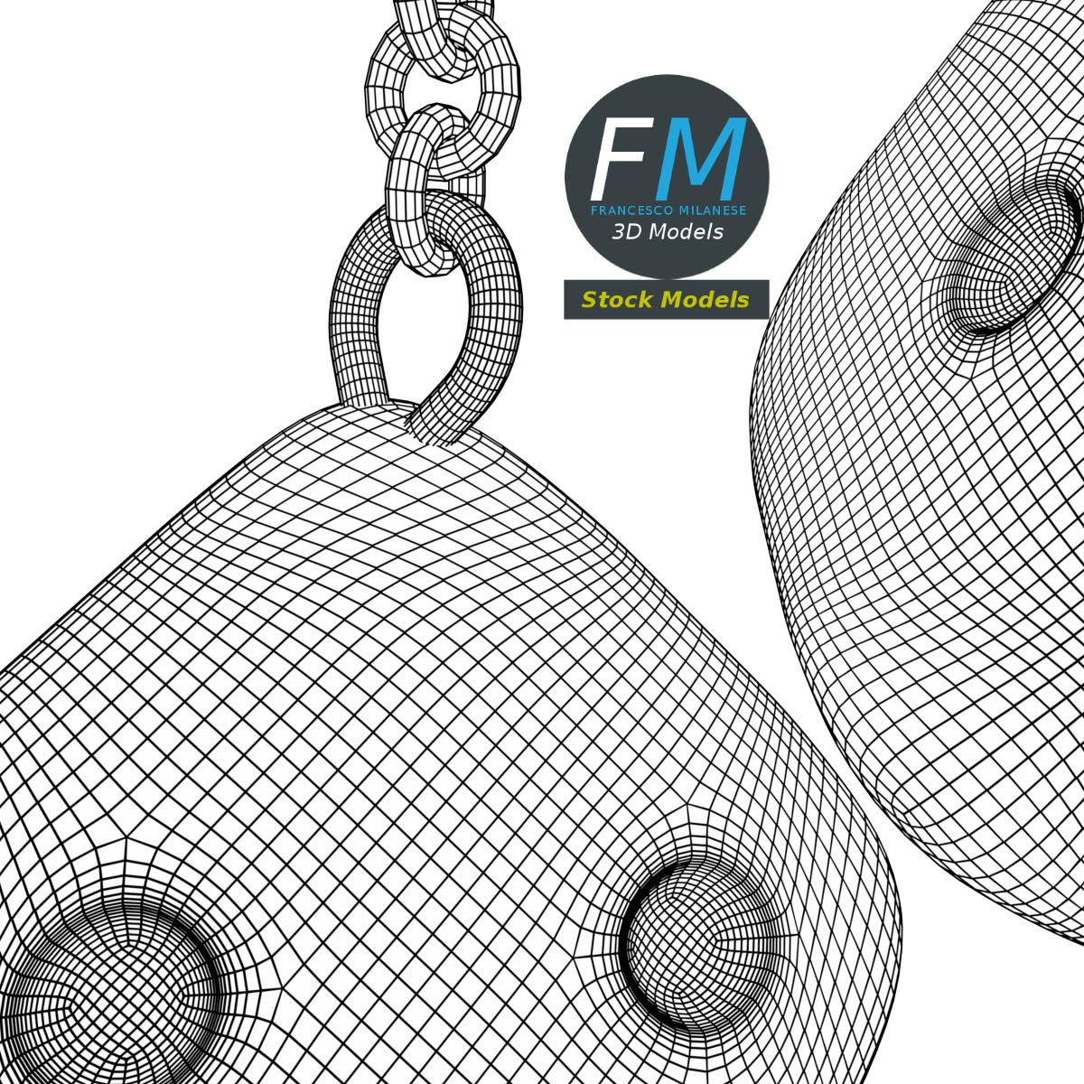 3D-Modell - Dekorative Metallwürfel mit Ketten - 08