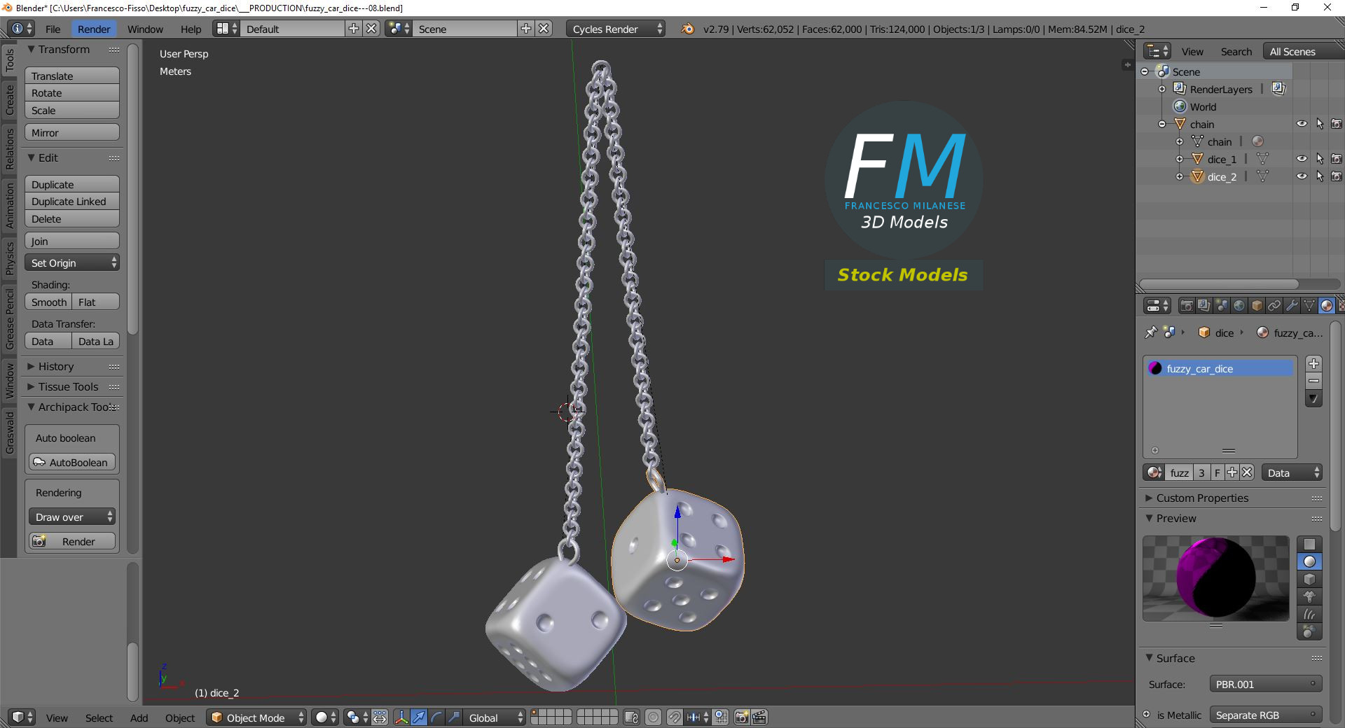 3D-Modell - Dekorative Metallwürfel mit Ketten - 09
