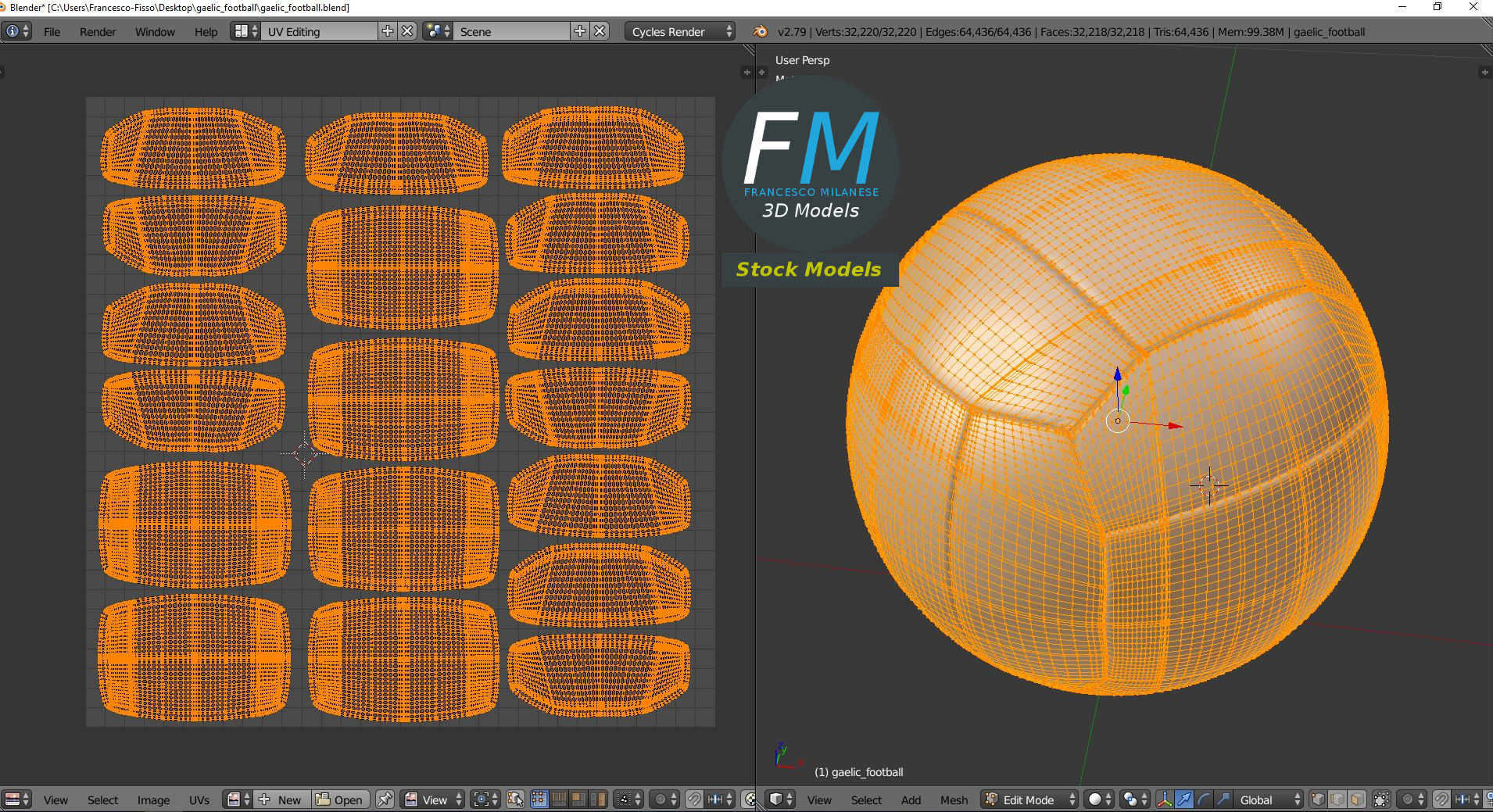 3D-Modell - Gälischer Football - 10