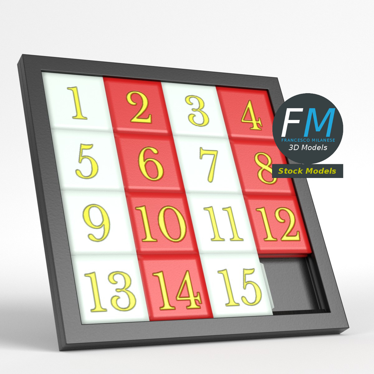 3D-Modell - 15er-Schiebepuzzle - 01