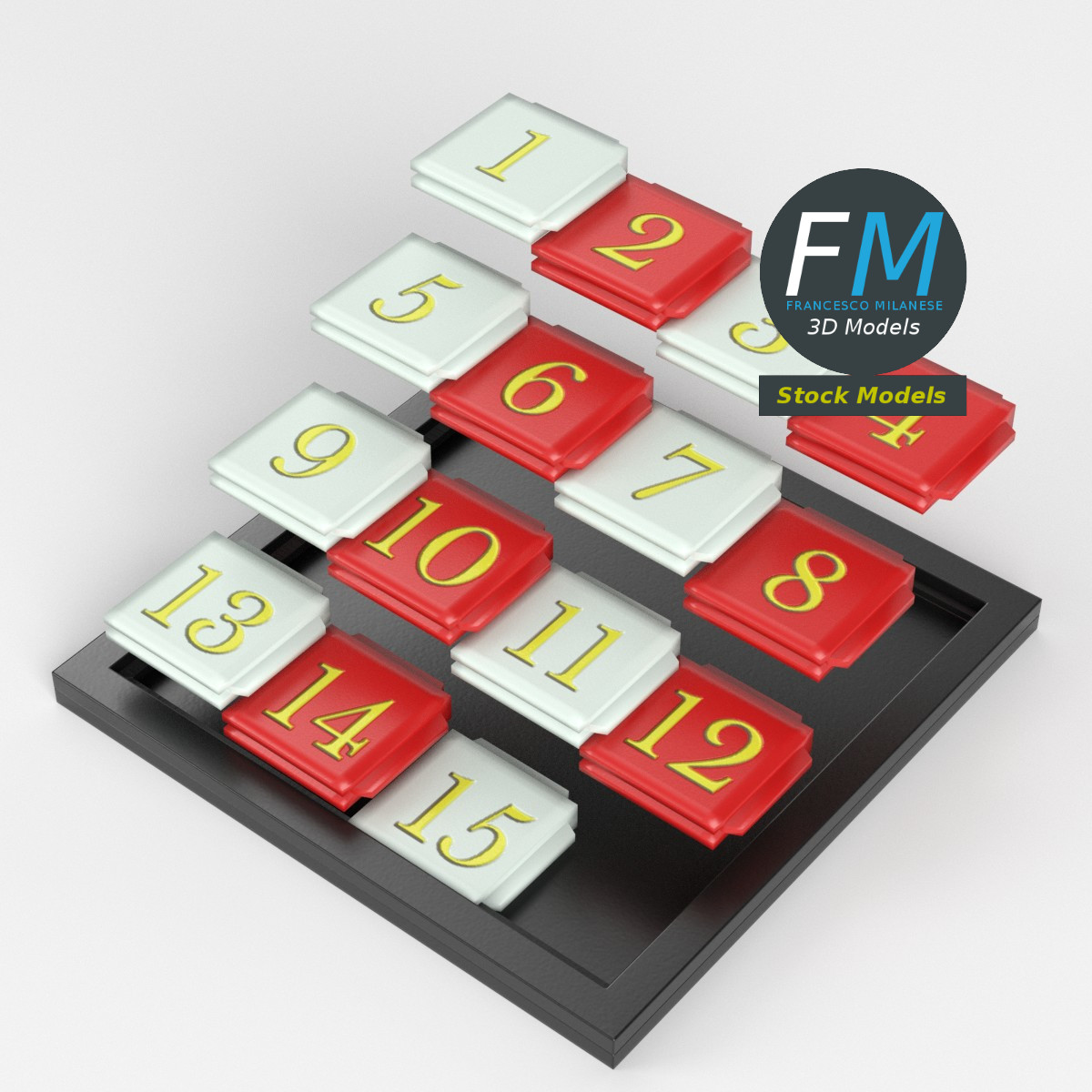 3D-Modell - 15er-Schiebepuzzle - 02