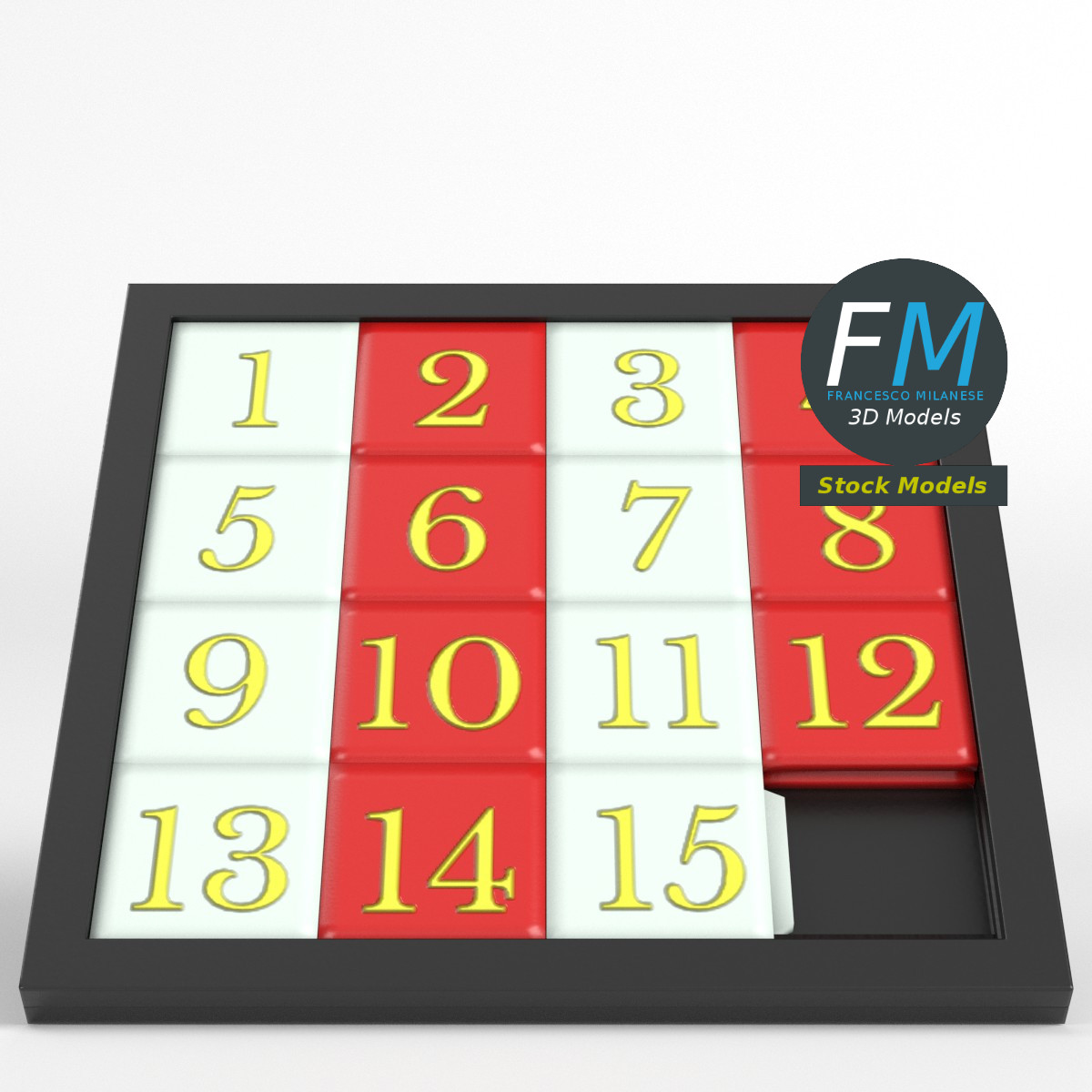 3D-Modell - 15er-Schiebepuzzle - 03