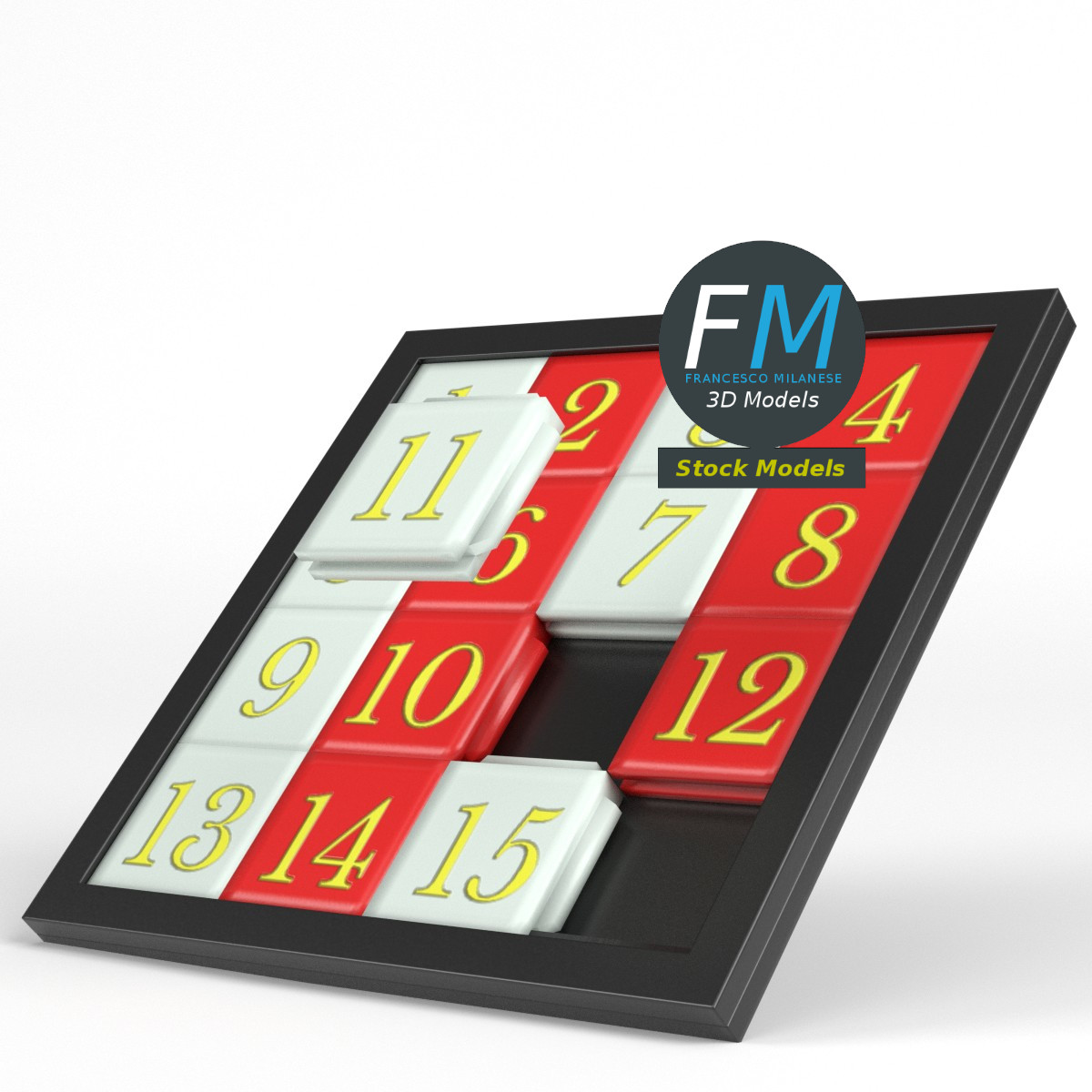 3D-Modell - 15er-Schiebepuzzle - 04