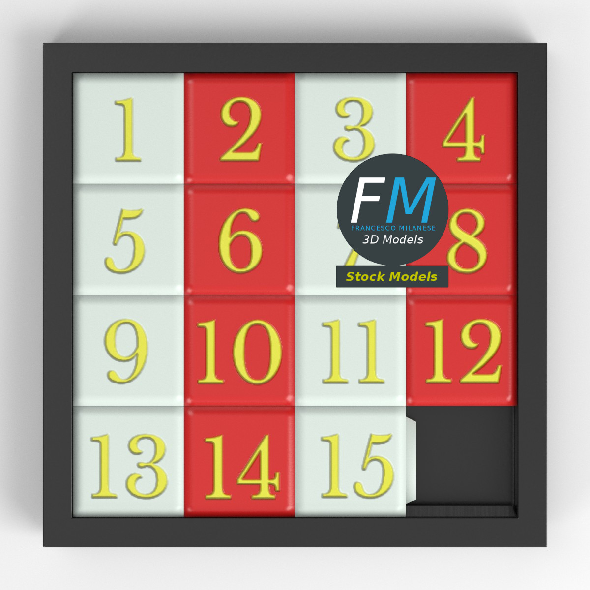 3D-Modell - 15er-Schiebepuzzle - 06