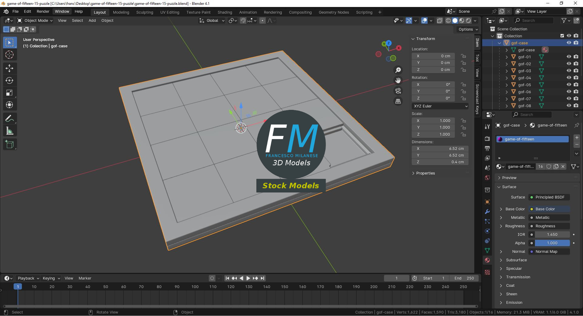 3D-Modell - 15er-Schiebepuzzle - 09
