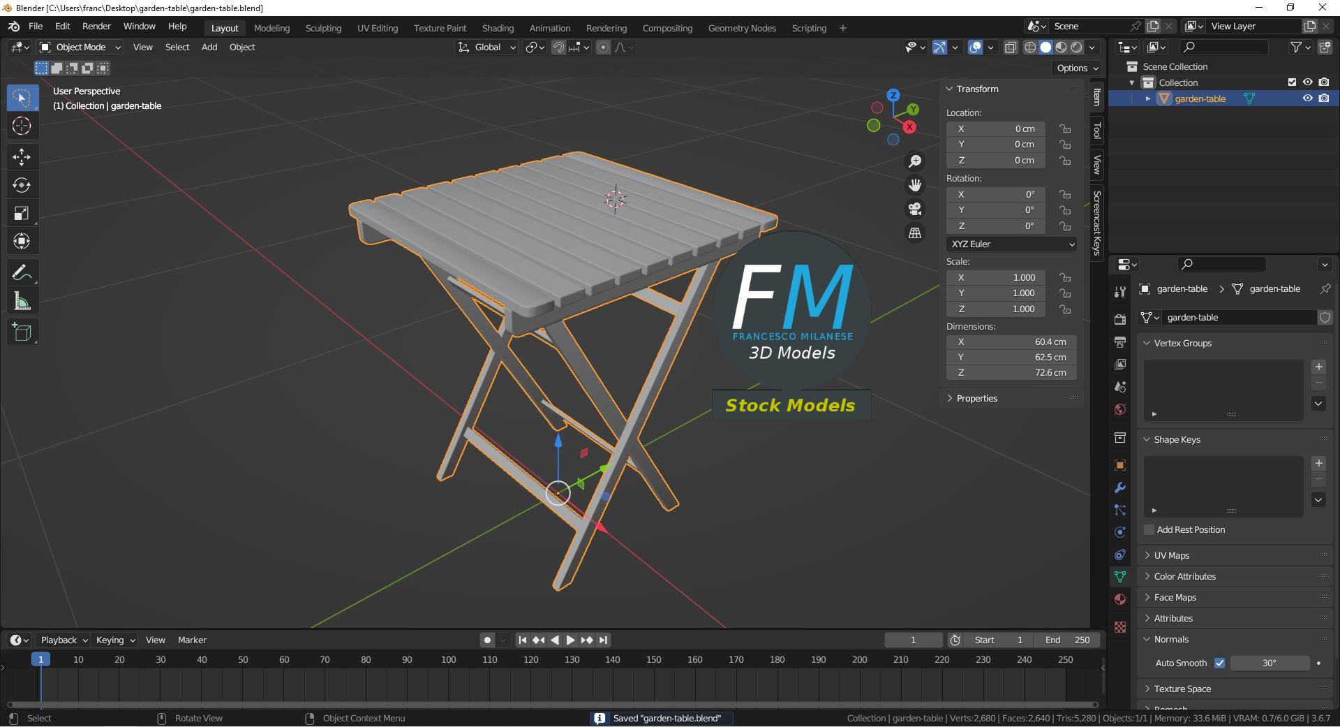 3D-Modell - Gartentisch - 09
