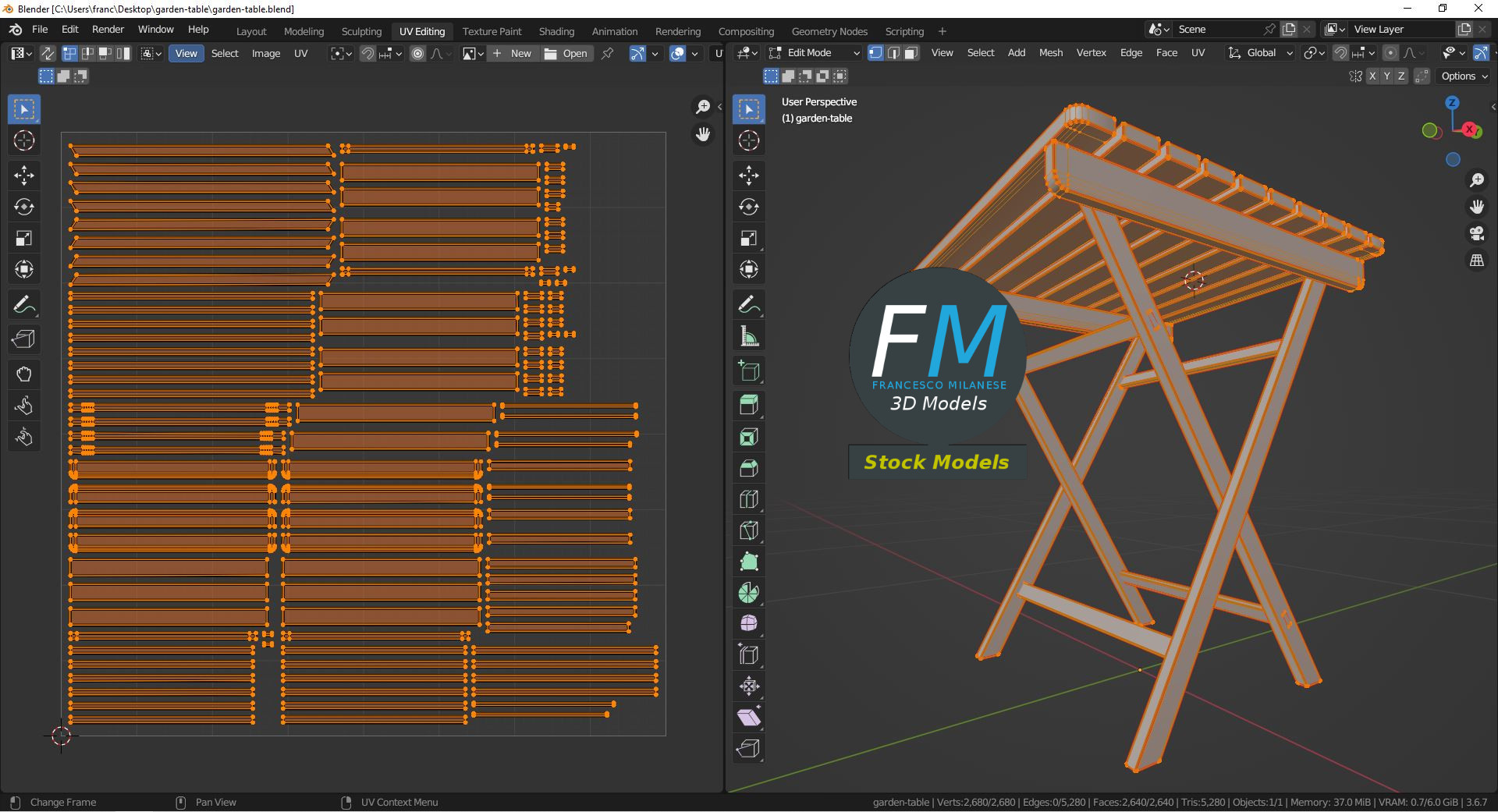 3D-Modell - Gartentisch - 10
