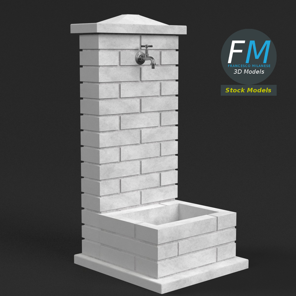 3D-Modell - Gartenbrunnen - 01