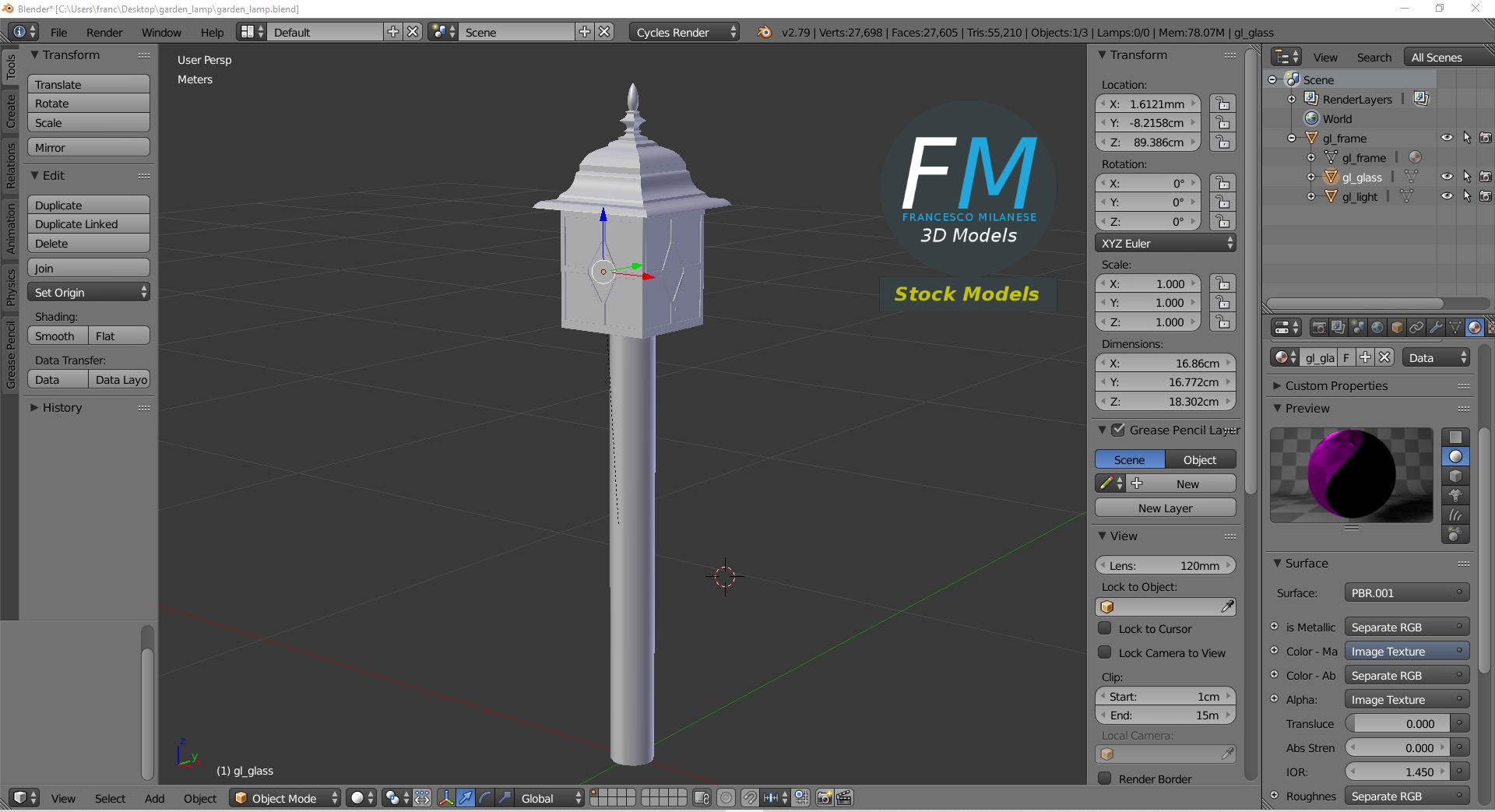 3D-Modell - Gartenleuchte - 09