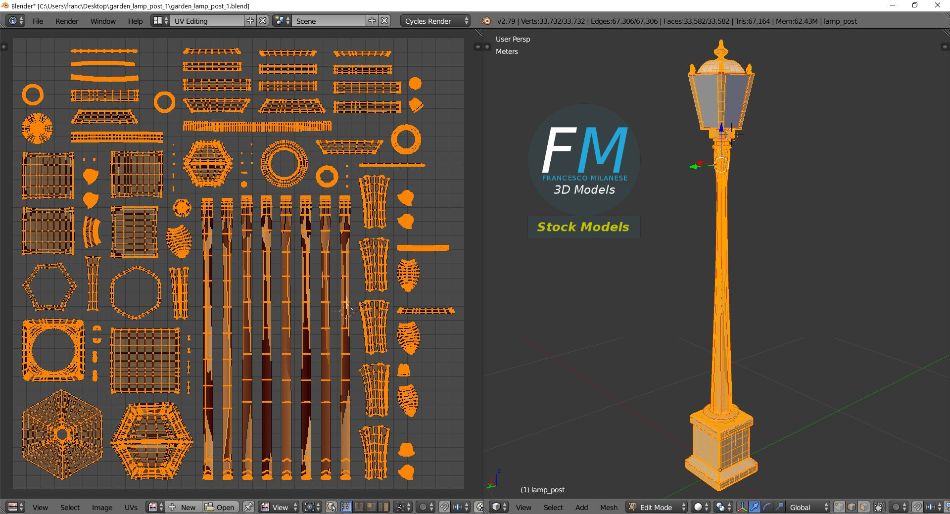 3D-Modell - Gartenlaternenmast - 10