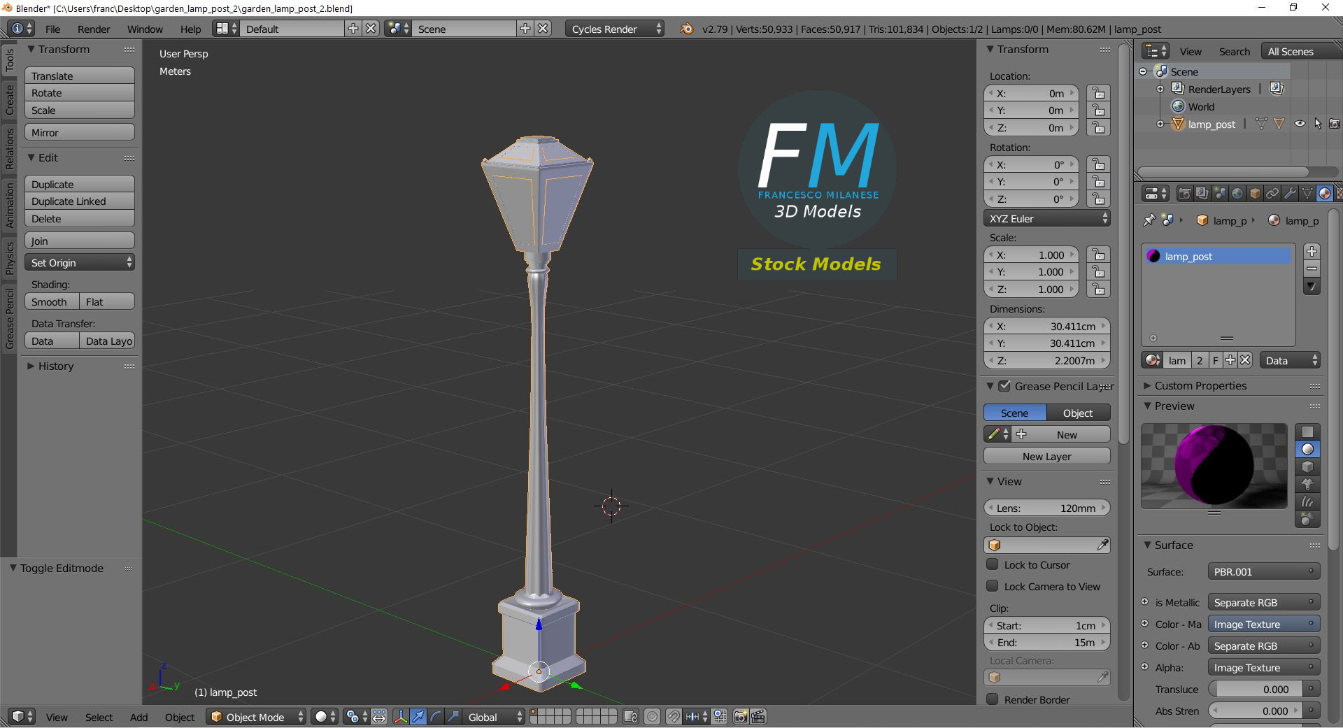 3D-Modell - Gartenlaternenmast - 09