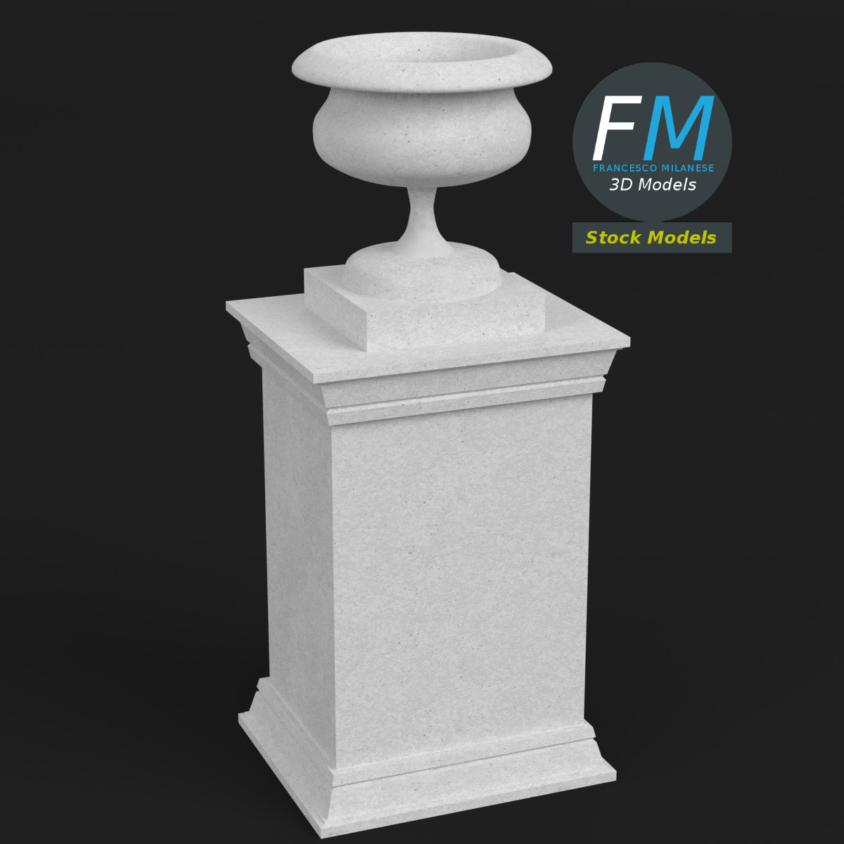 3D-Modell - Steinurne für den Garten auf Sockel - 01