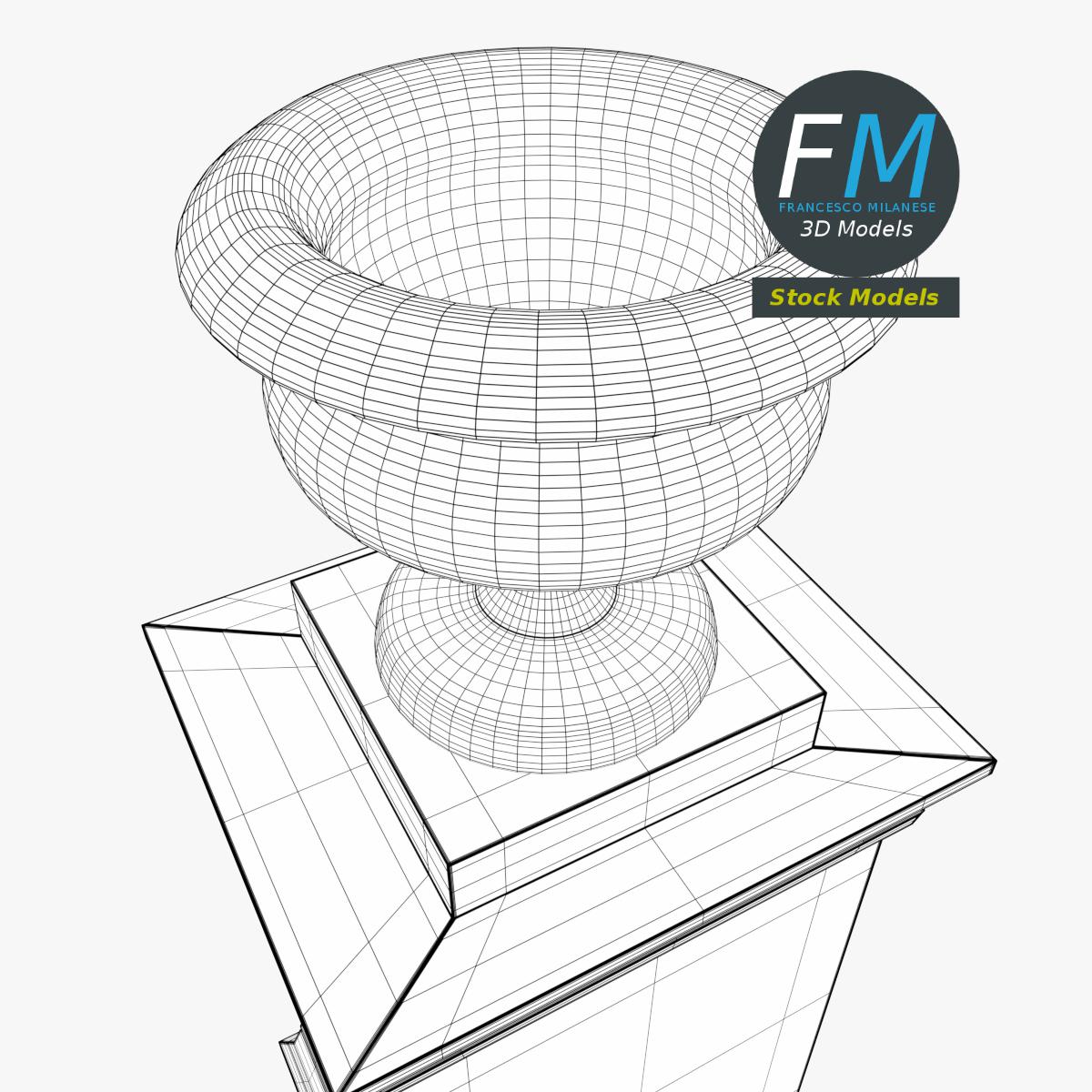 3D-Modell - Steinurne für den Garten auf Sockel - 08