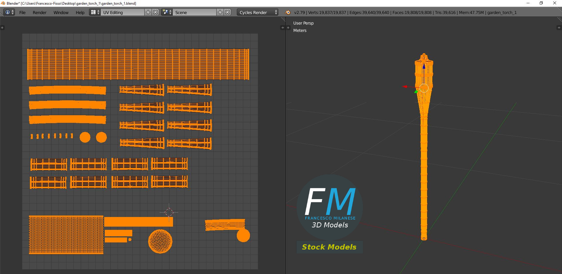 3D-Modell - Gartenfackel - 10