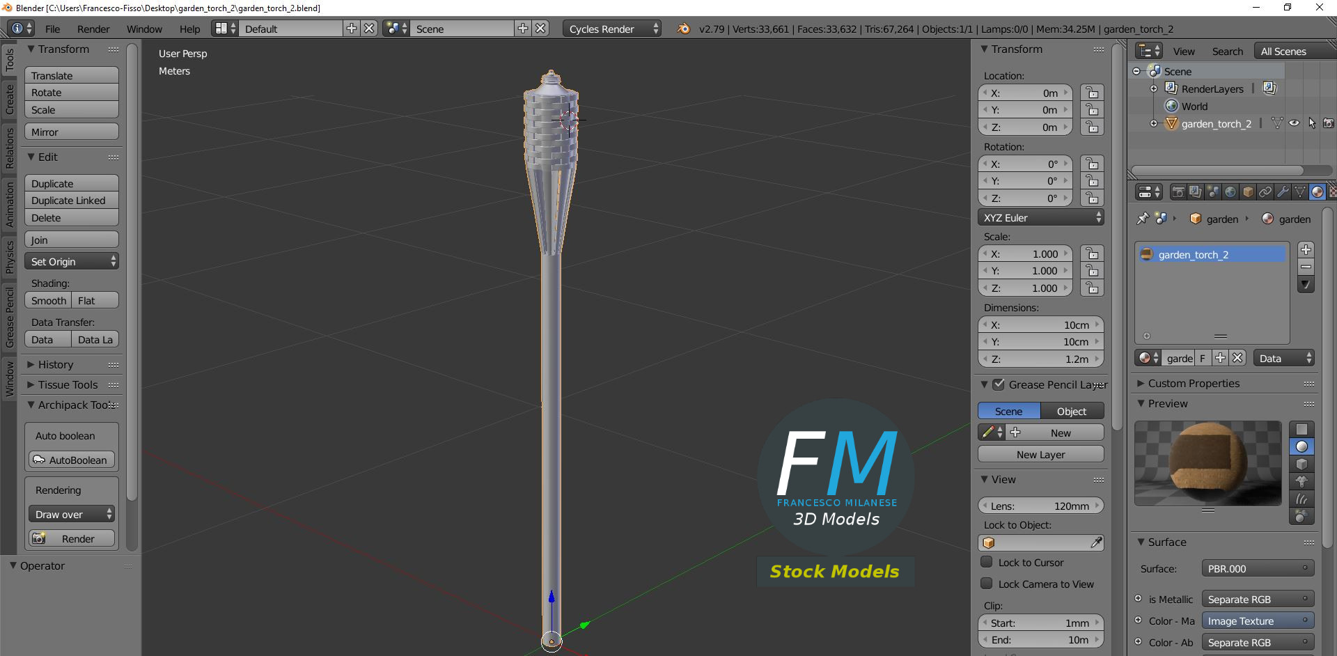 3D-Modell - Geflochtene Gartenfackel - 09