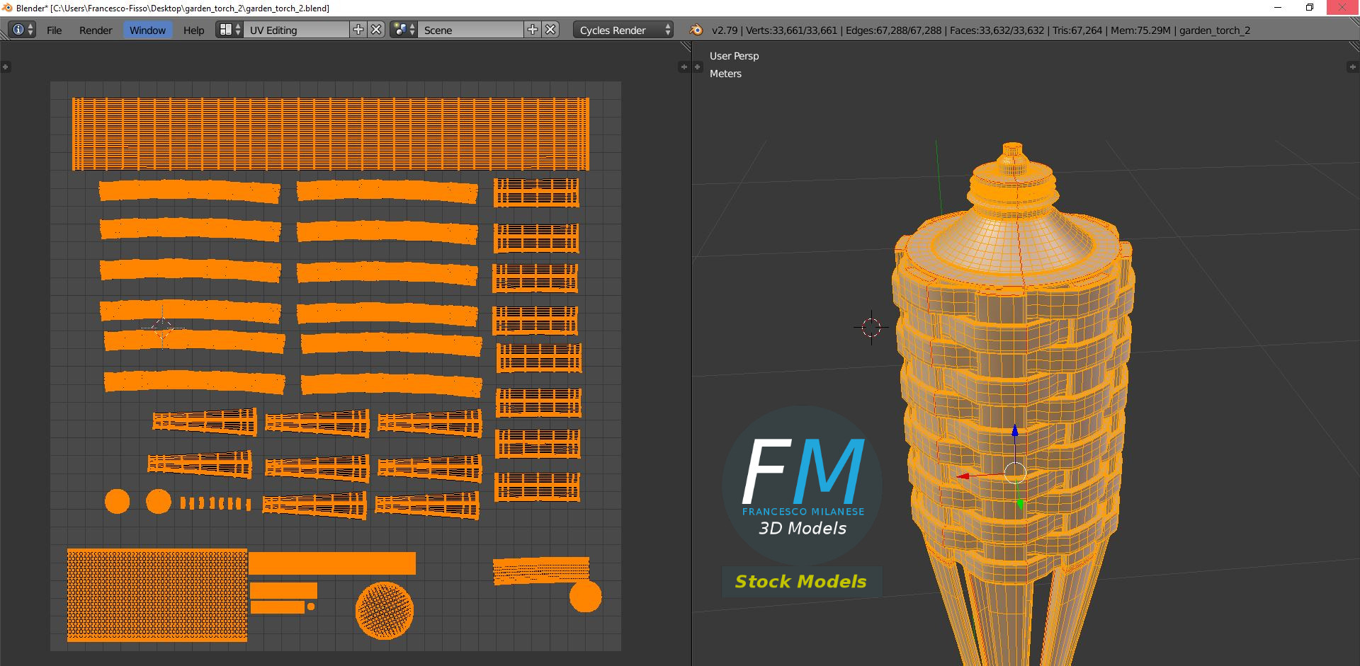 3D-Modell - Geflochtene Gartenfackel - 10