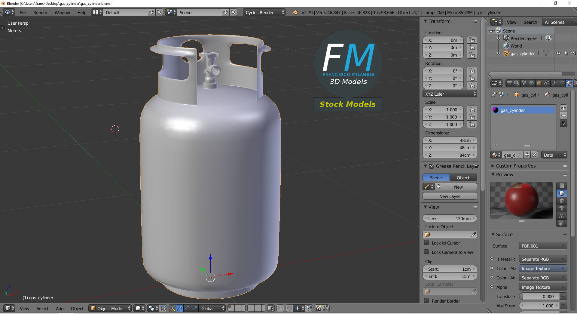 3D-Modell - Gasflasche - 09