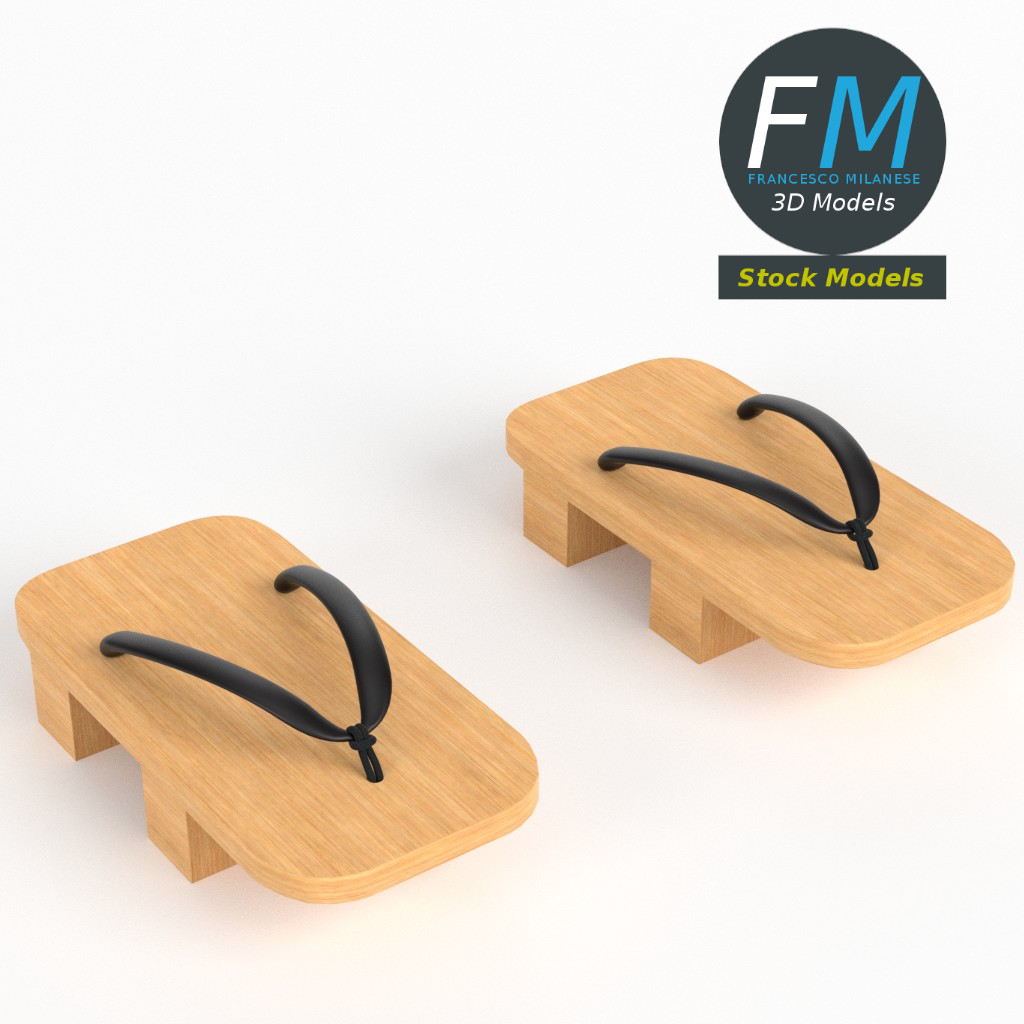 3D-Modell - Japanische Geta-Sandalen - 01