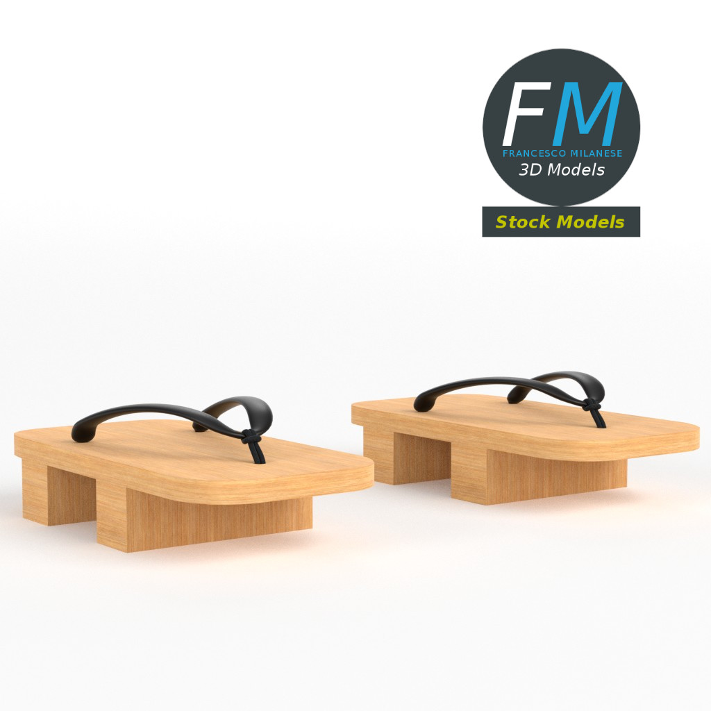3D-Modell - Japanische Geta-Sandalen - 03