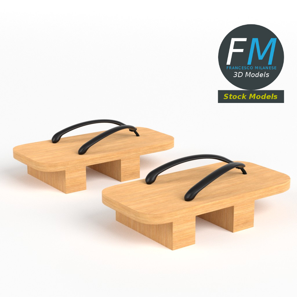 3D-Modell - Japanische Geta-Sandalen - 04