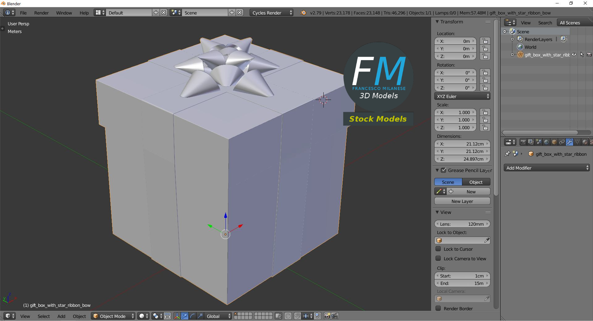 3D-Modell - Geschenkbox mit Sternschleife - 09