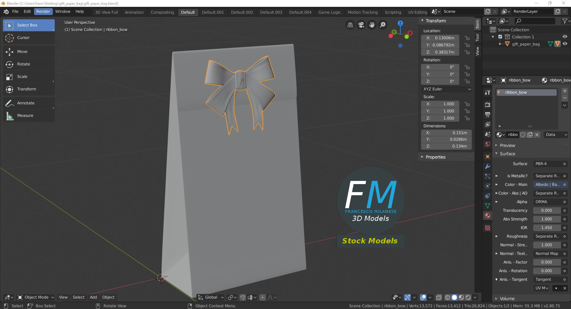 3D-Modell - Geschenkpapiertasche - 09