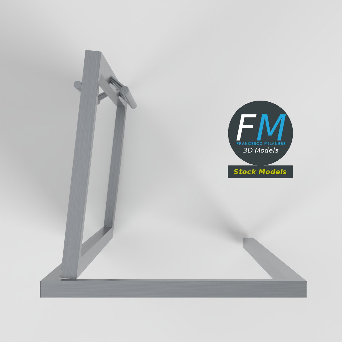 3D-Modell - Glastür mit Stoßgriffen - 06