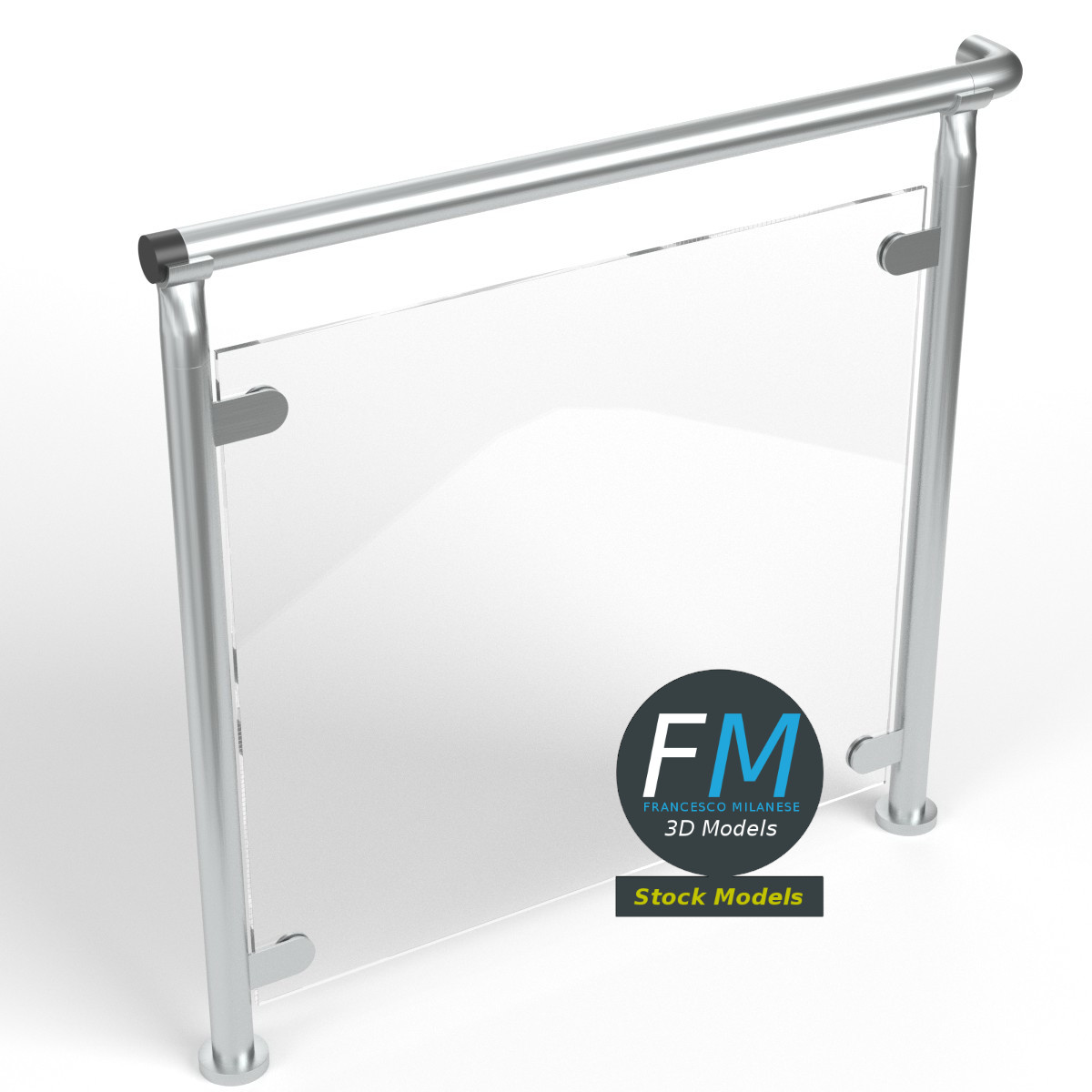 3D-Modell - Glasgeländer-Modul - 01