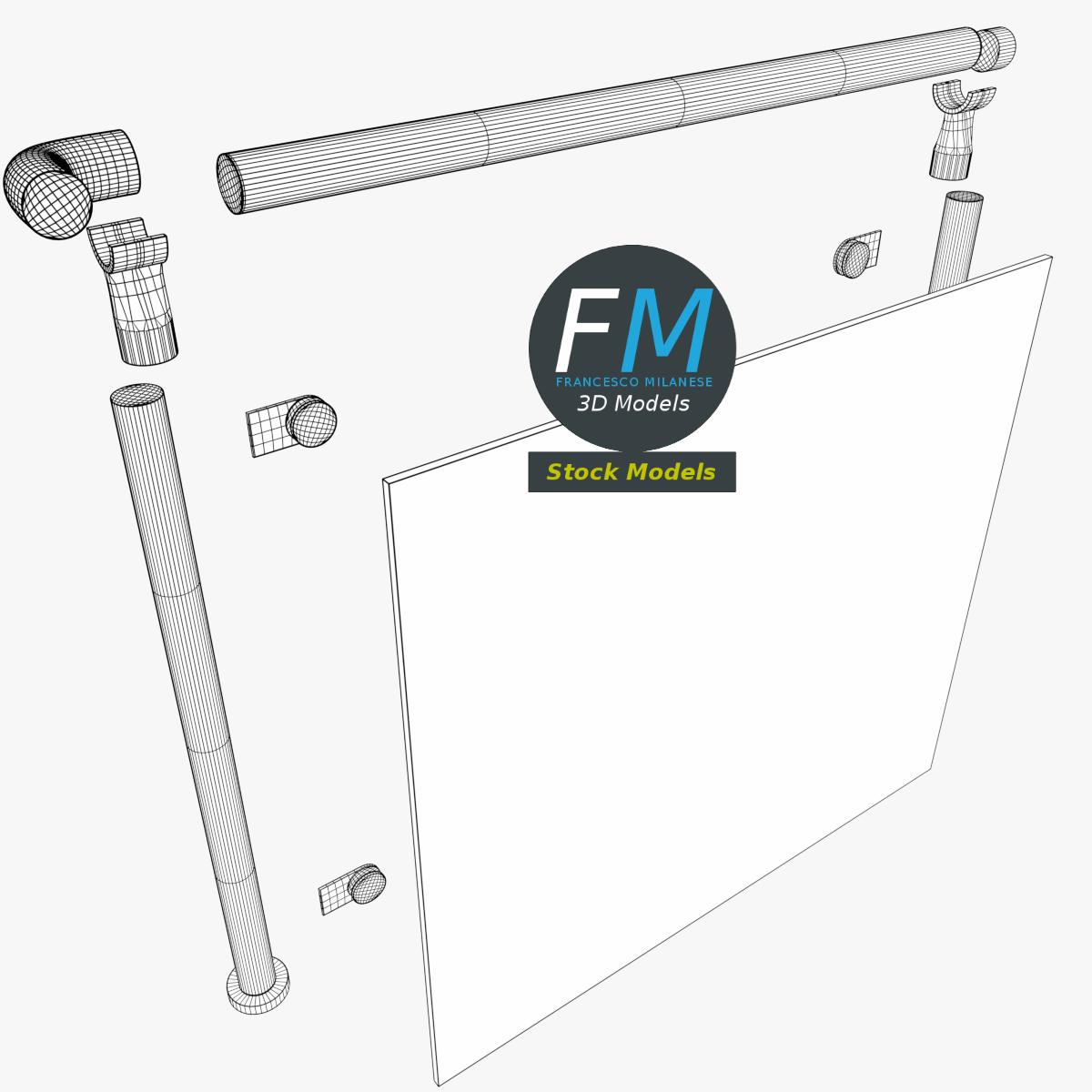 3D-Modell - Glasgeländer-Modul - 08