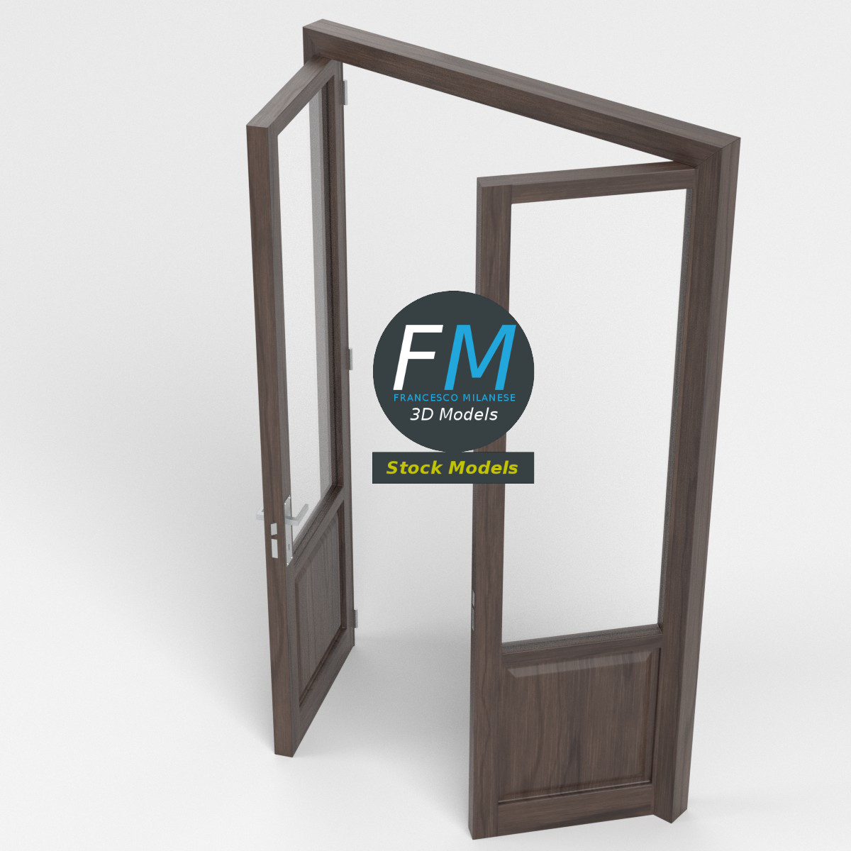 3D-Modell - Doppeltür mit Glaseinsätzen - 02