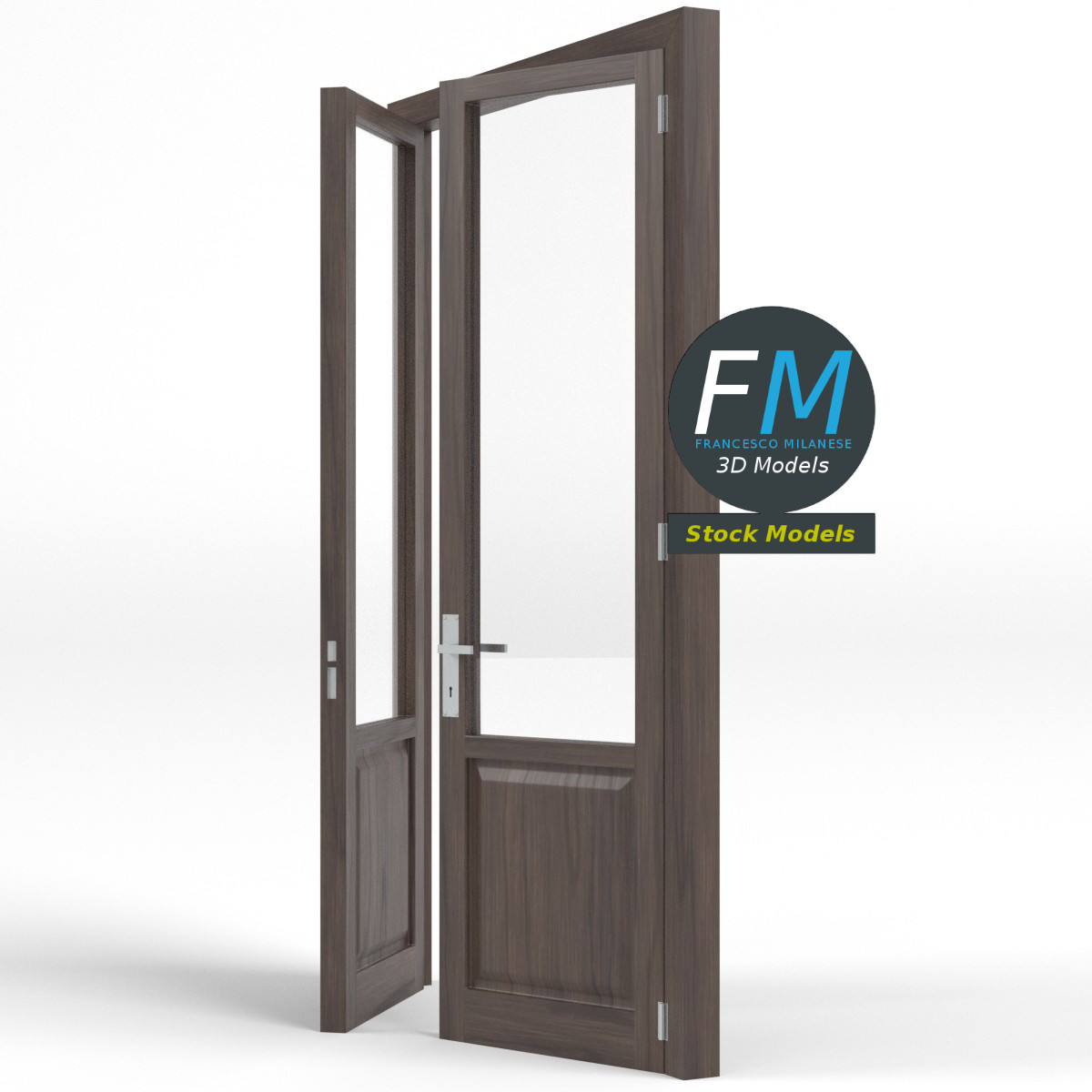 3D-Modell - Doppeltür mit Glaseinsätzen - 04