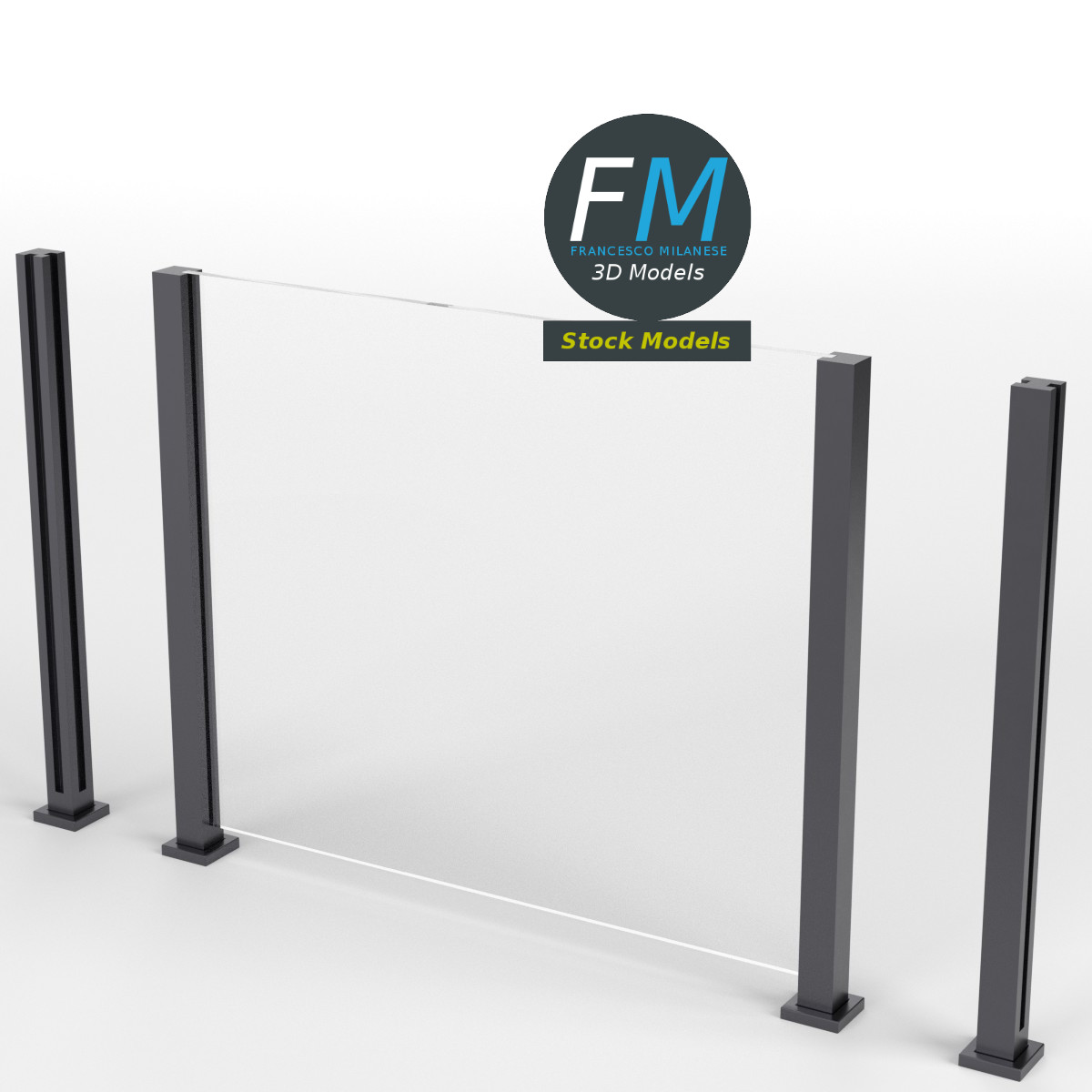 3D-Modell - Glasgeländer-Modul - 01