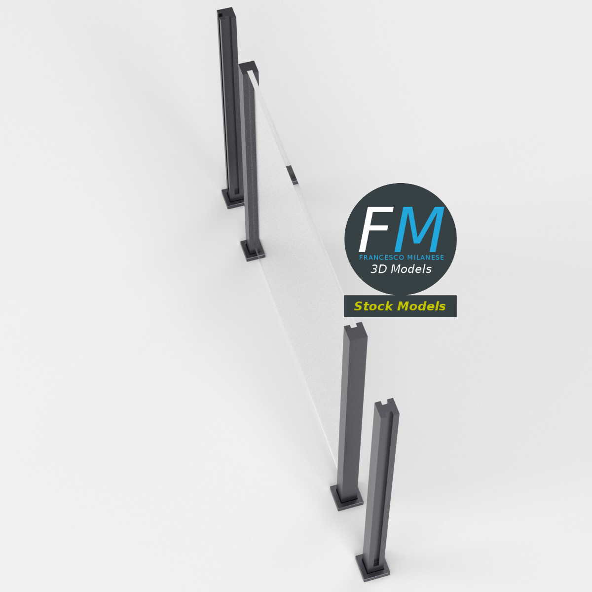 3D-Modell - Glasgeländer-Modul - 02