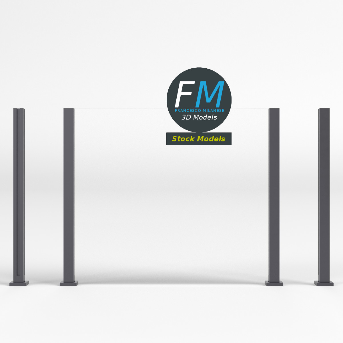 3D-Modell - Glasgeländer-Modul - 03